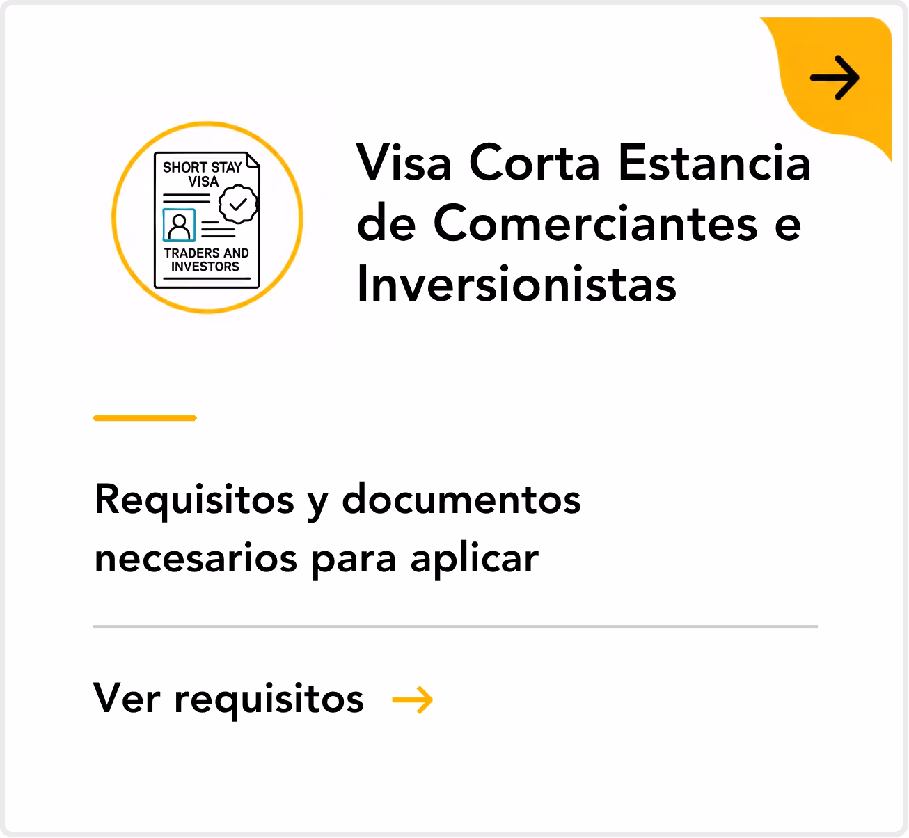 Visa Corta Estancia para Comerciantes e Inversionistas