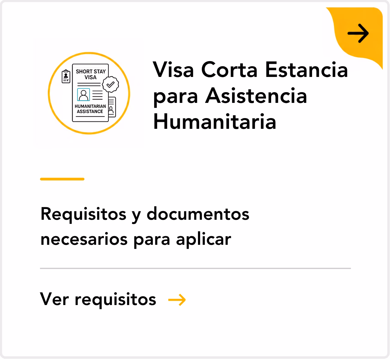 Visa de corta estancia par asistencia humanitaria