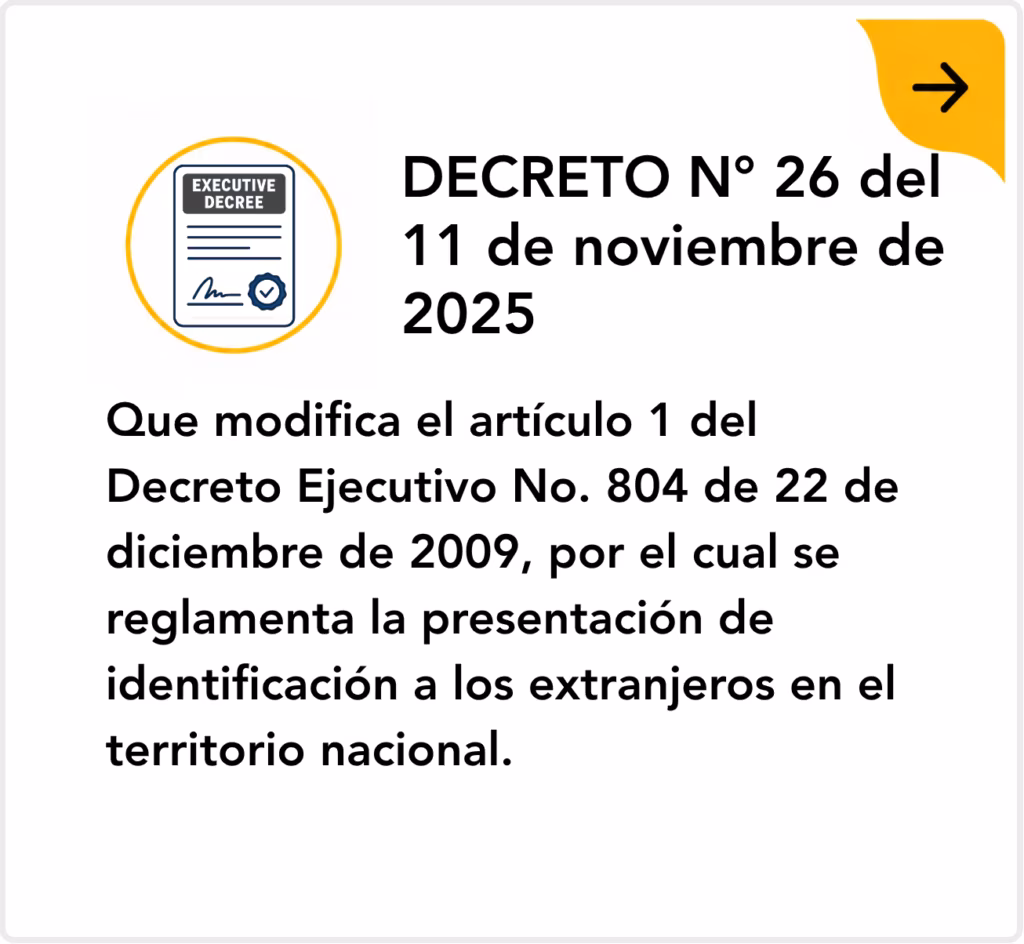 Decreto Ejecutivo No. 26 del 11 de noviembre de 2025
