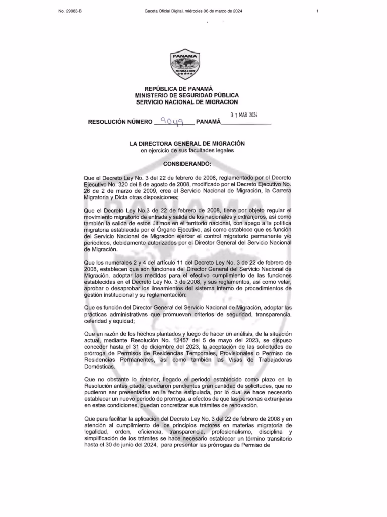 Resolución No. 9049 de 1 de marzo de 2024