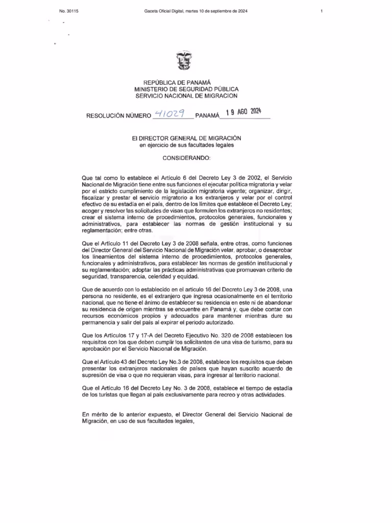 Resolución No. 41029 de 19 de agosto de 2024