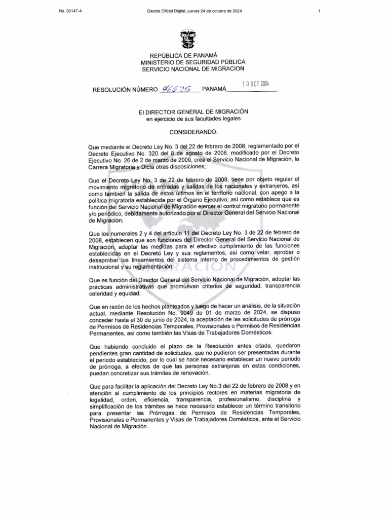 Resolución No. 46625 de 1o de octubre de 2024